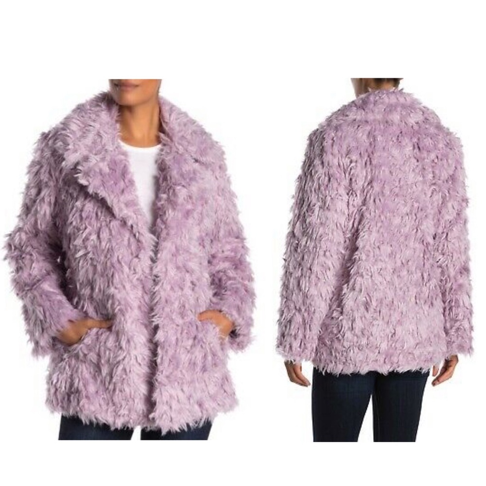 AVEC LES FILLES Curly Faux Fur Lilac Jacket
